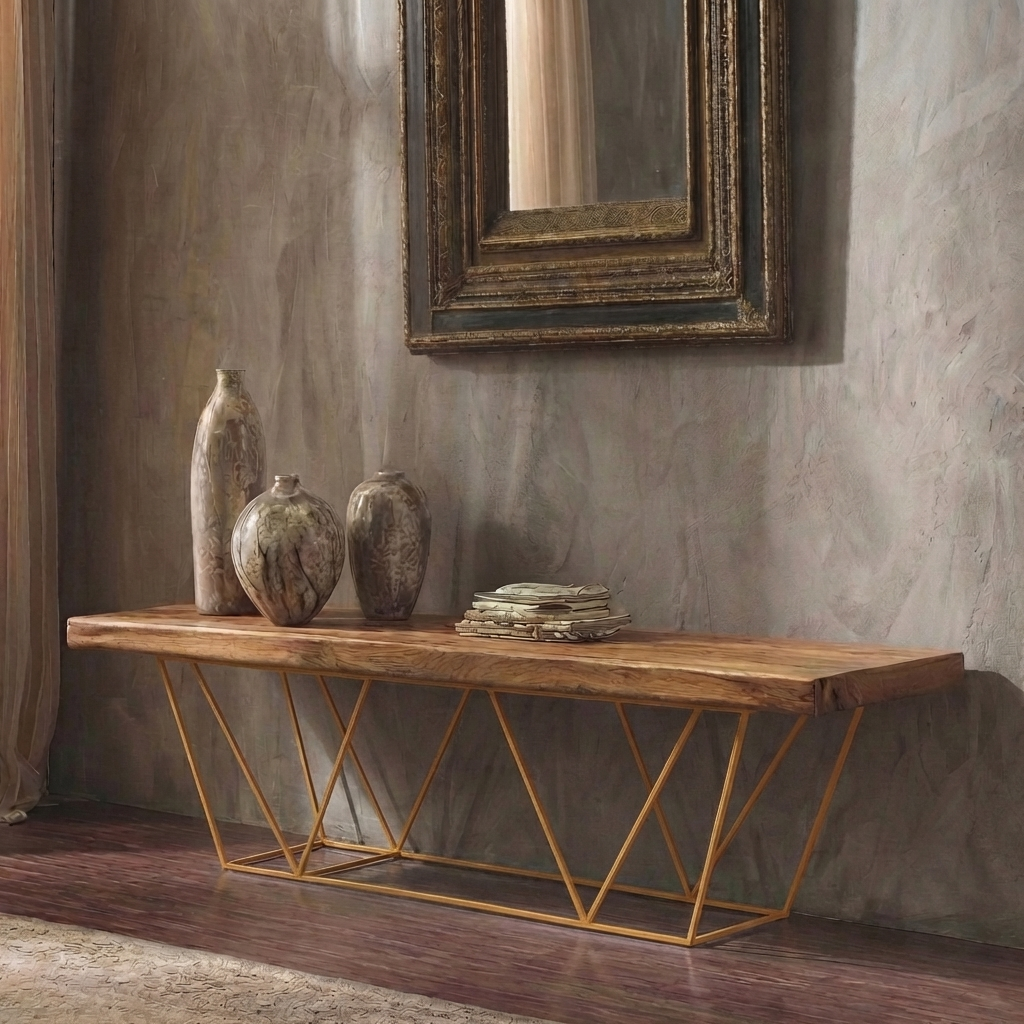 Console basse chêne massif et métal - Modèle Valence – Image 3