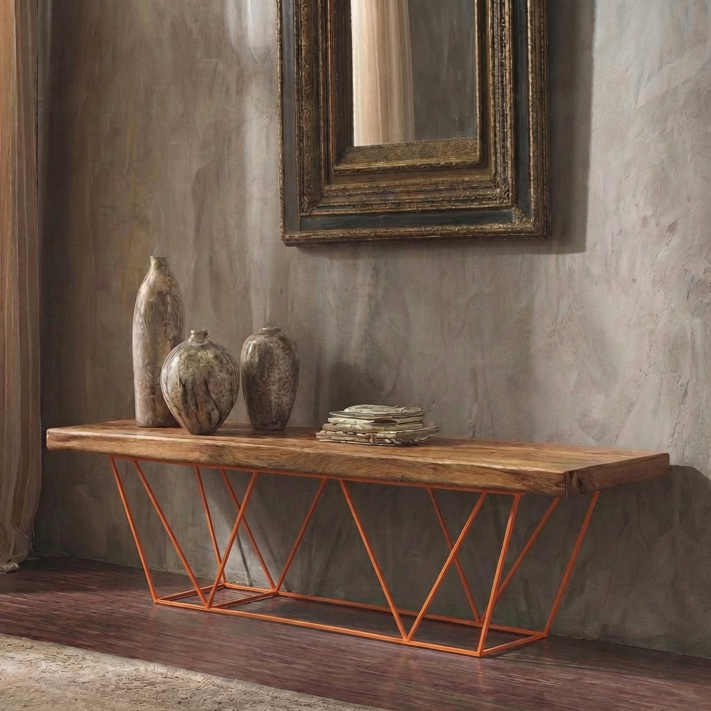 Console basse chêne massif et métal - Modèle Valence – Image 2